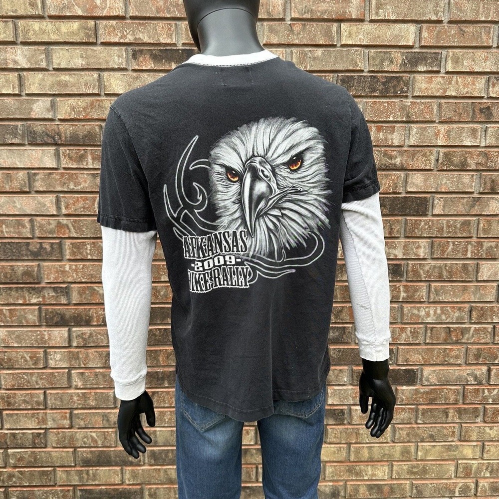 Bike Design Arkansas 2009 Bike Rally Black Motorcycle Mens Biker Shirt Size L